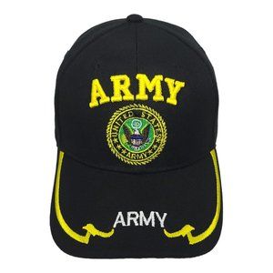 United States Army Strapback Cap Trucker Baseball Hat Eagle Embroidered Black